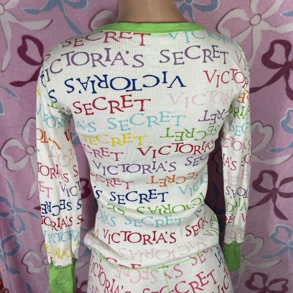 Vtg Y2k Victorias Secret XS After Party Thermal Co-ord Pajama 2 piece Set - Picture 9 of 12